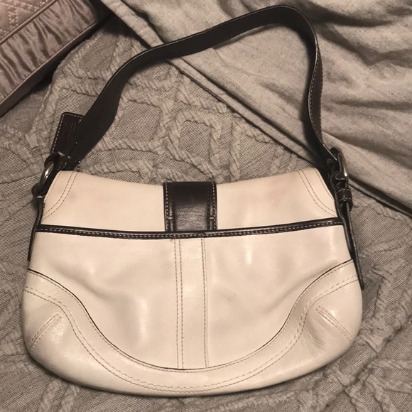 White and brown leather Coach purse - Picture 2 of 3